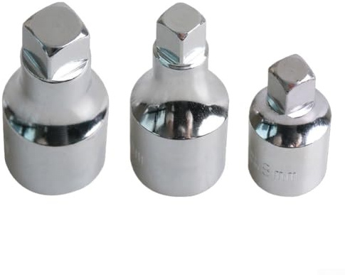 Eawfgtuw Set di 3 chiavi a bussola per scarico dell'olio Fukang, chiave quadrata con attacco S8 esteso e S8 standard, acciaio al cromo vanadio, resistente alla ruggine per un uso durevole