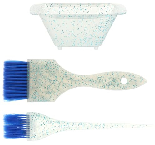 Mikikit Professional Hair Dye Bowl Salon Hair Coloring Brush Set Blue Pearlescent Mixing Bowl Soft Bristle Hairdressing Brush
