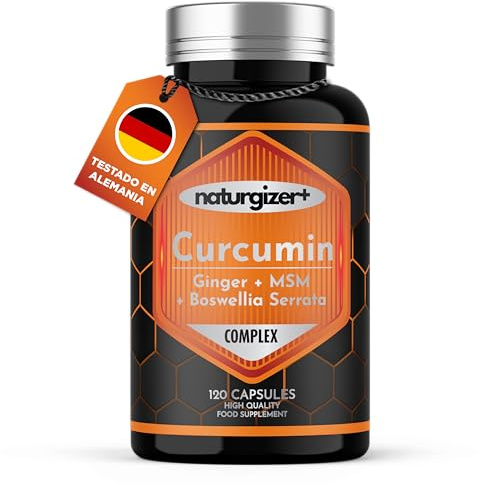 Cúrcuma LIPOSOMAL Complex con Jengibre, Boswellia, MSM | Alta Absorción | Apoyo Premium para Articulaciones, Músculos y Digestión | Curcumina en Cápsulas Vegetales |120 Cápsulas (60 Días) Naturgizer+
