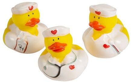 Fun Express Nurse Rubber Ducks in Bulk 12 Pack - Mini Rubber Duckies for Women | Medical Assistant Gifts & Pharmacy Technician | Nurse Week Gifts Bulk for Nursing Student Graduation