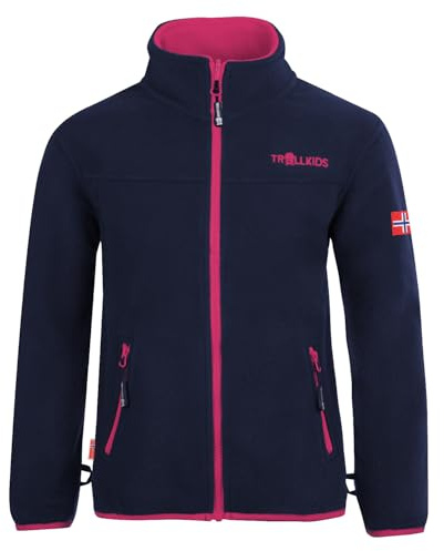 Trollkids Girls Oppdal Jacket XT 140, Navy/pink