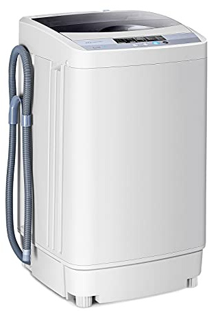 Giantex Washing Machine Portable Compact 12lbs Capacity Full-Automatic W/Drain Pump,10 programs 8 Water Level 1.34 Cu.ft Cloth Washer and Spinner