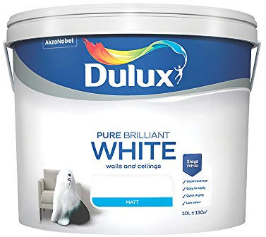 Dulux Matt Emulsion Paint for Walls and Ceilings - Pure Brilliant White 10L