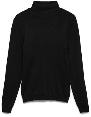 VERO MODA Vmglory LS Rollneck Blouse Noos Jersey para Mujer, Negro, L