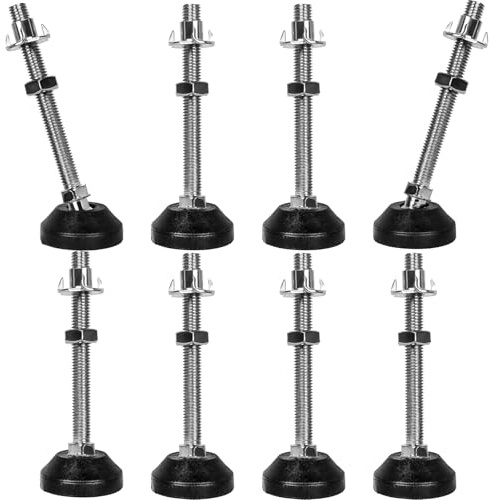 SHUIOG 8 Stück Stellfuß M10 x 100MM Einstellschraube, Möbelfuß Sockelfuß Kann Tragen Verstellbare Füße Stellschraube Stellteller Stellfuß Maximal 20 ° Neigung (8PCS M10 x 100mm x Ø40mm)