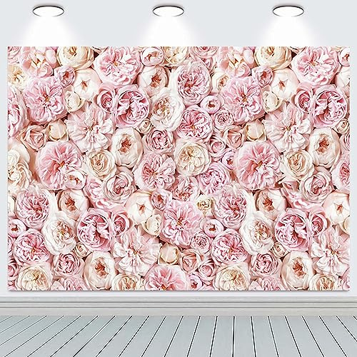 2.1x1.5m Toile de Fond Murale Fleur Rose Florissant Fond de Photographie Floral Filles Anniversaire Mariage Douche Nuptiale Anniversaire décorations de fête Portrait Photoshoot Accessoires photomaton