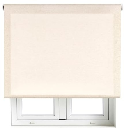 Blindecor Estor Translúcido Premium a Medida | Color Lino | Estor 125 x 190 cm (Ancho por Alto) Tamaño Tela 122 x 185 cm | Estor Enrollable Translúcido Tubo de 38mm, más Resistente y Elegante