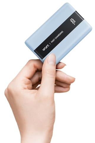 VRURC Powerbank 20000mAh Klein & Kompakt, Mini Externer Akku mit LED Display, USB-A 22.5W Schnellladegerät, 3 Eingänge & 4 Ausgänge, Tragbare Power Bank für iPhone Samsung Tablet, Reisen & Alltag