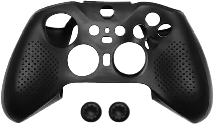 VGOL Weiche rutschfeste Silikonhülle mit Daumengriff Kappen Kompatibel mit Xbox Elite Wireless Controller Serie 2 Weicher Gummi Hautschutz Schwarz