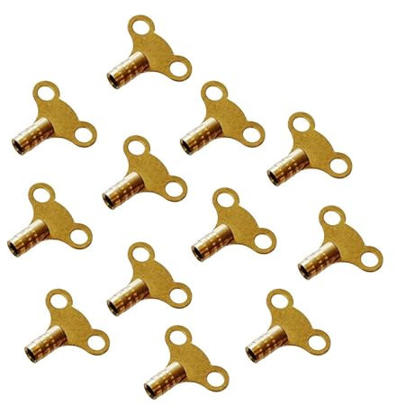 PNJB Radiator Key, Clock Type Solid Brass Key, Key for Bleeding and Air Vent, Radiator Valve, Easy Grip, Sturdy and Durable Design, Venting Air Valve (12 Pcs)