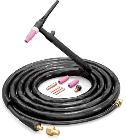 FEIFANKE WP-17V Paquete De Manguera TIG De Argón Conexión 10-50mm² Funda De Cuero De 3.0M Paquete De Manguera con Accesorios Compatible con Soldadoras ARC140 MIG135