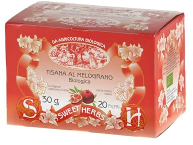 Sweet Herbs® | Granatäpple örtte | Infusion av ekologisk antioxidant av granatäpple och nypon - 20 filter i individuella påsar (30 gr)