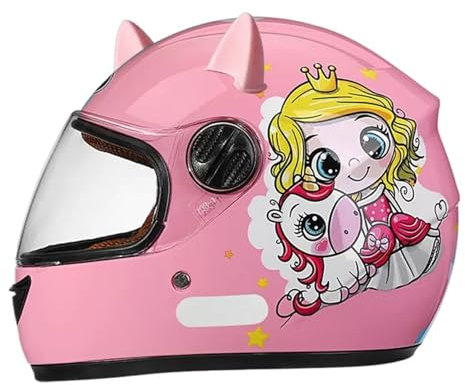 GNIUBBDB Integralhelm für Kinder, Motorradhelm, ECE-geprüft, Rollerhelm mit Sonnenblende und abnehmbarem Schal, Rollerhelm für Jungen und Mädchen von 3 bis 12 Jahren B-4,48-55CM