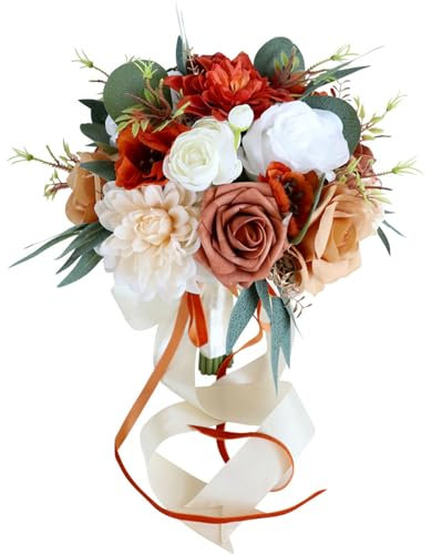 amangul Bouquets de mariée artificielles avec ruban pour décoration de fête d'anniversaire de mariage