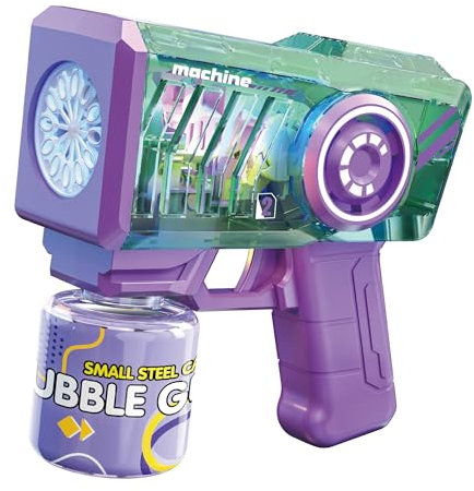 Seifenblasenpistole Kinder Mit Cooler Beleuchtung, Automatische Seifenblasenpistole Mit Seifenblasenflüssigkeit, Seifenblasen Pistole-Spielzeug Geschenk füR Kinder Im Alter Von 4–8 Jahren