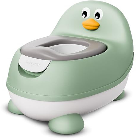 KidzCorner Kinder-Töpfchen mit Pinguin-Design | Weicher Sitz, Spritzschutz & herausnehmbarer Innenbehälter | Babytopf für Kleinkinder, ergonomisch & hautfreundlich (pistazie)