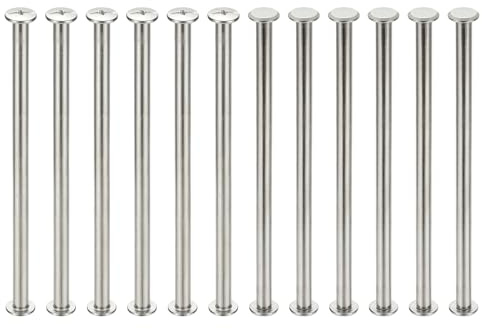 PATIKIL 24 Sets Chicago Screws, 5x100mm(DxH) Chicago Screws Phillips Binding Post Screw Bolts Leather Rivets 304 Stainless Steel Fasteners for Leather Belt Scrapbook Photo Albums, Silver