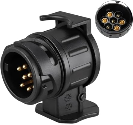 13 Pin to 7 Pin Towing Plug Adapter, Caravan Socket Converter, Electrical Converter Socket 13 to 7 Pin Connector for Towbar Lighting and Power Systems, Waterproof, Easy Plug & Play Installation