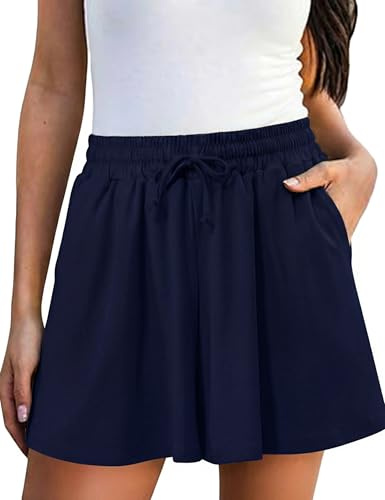Leversic Short Femme Été Jupe-Short Taille Haute Ample avec Poches