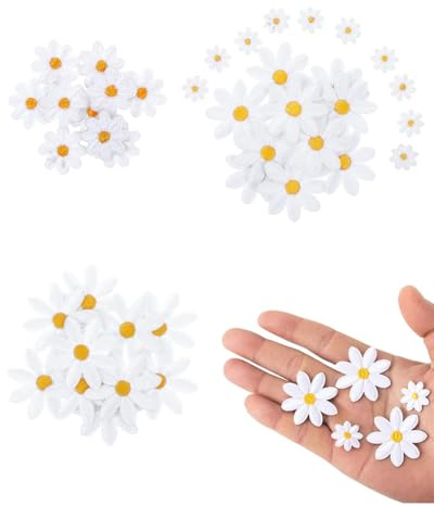 MenYiYDS 40 Pezzi Patch di Fiori Margherita Ricamato, Patch Ricamo, Toppe Termoadesive per Vestiti, per Artigianato Fai-Da-Te, Magliette, Pantaloni, Borse, Cappelli, Jeans(4 misure)
