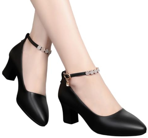 Chaussures traditionnelles Mary Jane pour femme - Escarpins épais - Fermées - Confortables - Chaussures de danse - Talon bloc - Chaussures de mariage - Largeur H - Chaussures traditionnelles