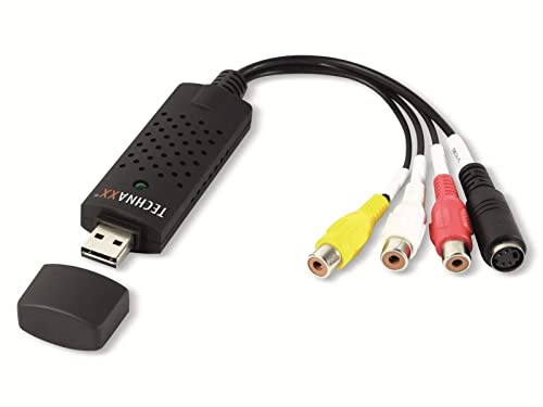 Technaxx Video Grabber USB 2.0 Tarjeta de Captura – Conversión de Hi8, VHS a DVD Digital para PC con Windows, con Software de Edición Profesional – Adaptador Convertidor Digital de Video y Audio TX-20