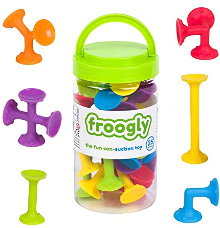 Froogly - 25 Piece Suction Toys | Montessori Bath Construction Building Set Silicone Preschool Daycare Shower Travel for Kids Toddlers Boys Girls Ages 3 4 5 6 Year Old