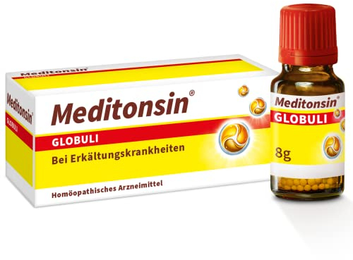 Meditonsin Globuli 8 g bei ersten Anzeichen einer Erkältung - Husten & Schnupfen - natürliches Arzneimittel - für die ganze Familie geeignet