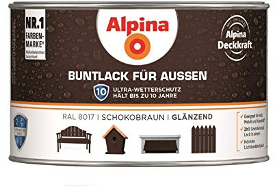Alpina - Buntlack für Außen glänzend schokobraun - 0,3 Liter - (RAL 8017)