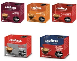 180 Kaffeekapseln Lavazza A modo mio Verkostung 36 x 5 (36 Passionale, 36 Crema e Gusto, 36 lecker, 36 intensive, 36 rote Qualitäten)