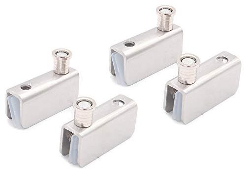 NUZAMAS - Juego de 2 bisagras pivotantes para puerta de armario, instalación superior e inferior, pestillo de bisagra de puerta, juego de abrazaderas de vidrio, pequeño