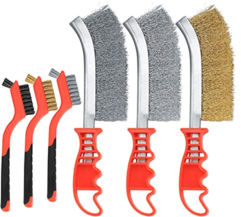 6 Pieces Wire Brushes for Cleaning, Stainless Steel Carbon Brass Nylon Scrubbing Brushes for Wood, Drill, Cleaning Welding Slag, Bricks, Angle Grinder, Wire Brush for Rust Removal Tool