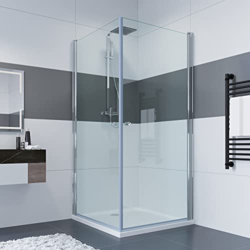 IMPTS Duschkabine Pendeltüren 70x70 x 185cm Doppel Duschtür Eckdusche Duschabtrennung Dusche Glas, ohne Duschtasse & Ablauf