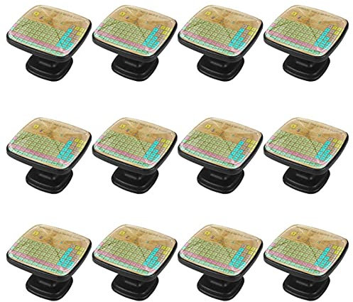 12 paquetes de pomos de mango cuadrado tabla periódica de The Elements Vintage