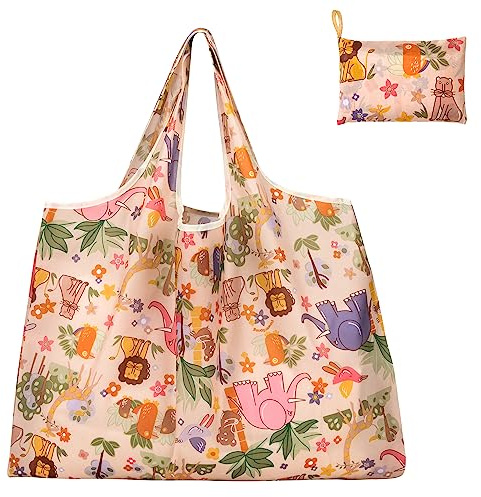 Heveer Bolsa de la Compra Plegable Bolsa de la Compra Reutilizable 50x66cm Bolsa Ecológica para Compras Animales del Bosque