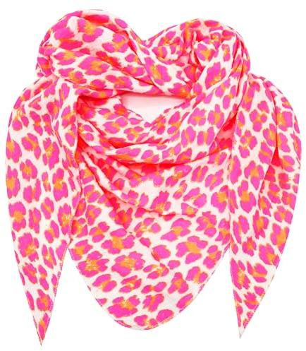 Gloop Sciarpa da donna XXL a maglia triangolare sciarpa foulard cotone triangolo mussola sciarpa senza graffi sulla pelle Made in Italy, Neon rosa, verde, giallo, 118 cm × 210