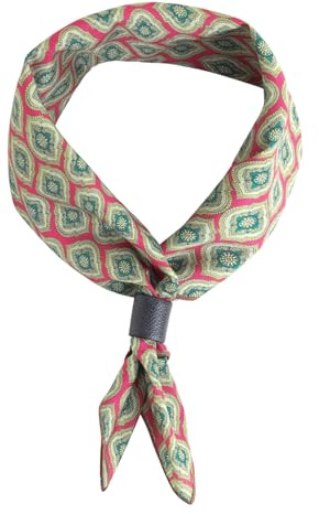 WANYING Pañuelo Hombre con Lazo de Cuero - Multifuncional Pañuelo de Cuello y Cabeza - Bandana Vintage Retro 60x60 cm - Patrón Simetría Rojo