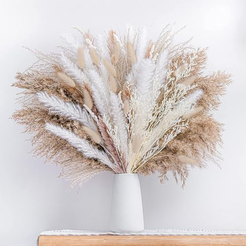 xiaoxiaozhijia 110 Stück Pampasgras Getrocknete Blumen,40cm Natürliche Trockenblumen Deko,Geeignet für Boho Wohnzimmer Schlafzimmer,Vase Nicht Inbegriffen