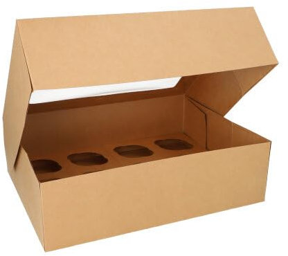 100 Cupcake-Kartons eckig 10 cm x 35 cm x 27 cm mit Sichtfenster aus PLA