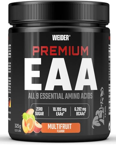 Weider Premium EAA Pulver - Essentielle Aminosäuren - BCAA 2:1:1 Verhältnis, vegan & zuckerfrei - 325g - Multifruit