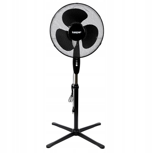 Kaspar Ventilator Standventilator mit 3 Windgeschwindigkeiten Oszillationsfunktion Schwenkfunktion 40 W 40 cm Durchmesser Höhenverstellbar Kreuzfuß Grau
