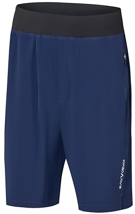 Black Crevice herr sportbyxor korta | sportshorts | lätta, snabbtorkande | fickor med dragkedja, 46 – mörkblå, M
