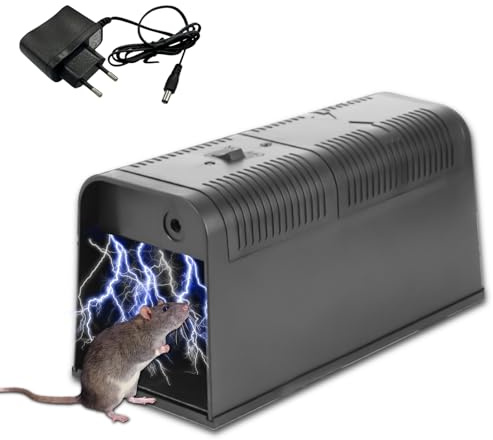 Trappola elettrica per ratti e topi, trappola elettrica extra grande da 5000V, trappola elettronica per ratti con adattatore, trappola professionale per topi adatta per l'eliminazione di topi, ratti e