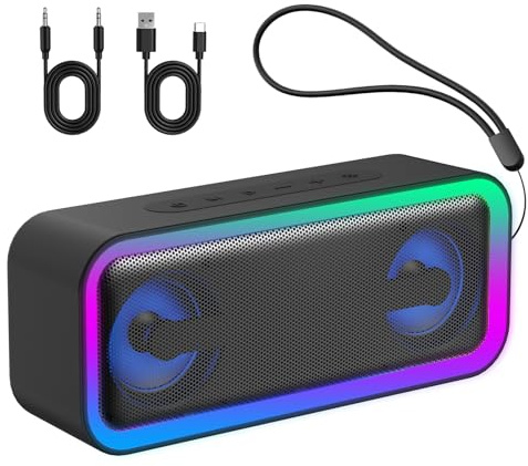 IKT Cassa Bluetooth Potente Portatile con Luci, Speaker Bluetooth 5.4, 30W Basso Potenziato, IPX7 Impermeabile, 7 Luci RGB, 30 Ore Autonomia, Altoparlante Bluetooth per Party, TWS AUX TF-Card