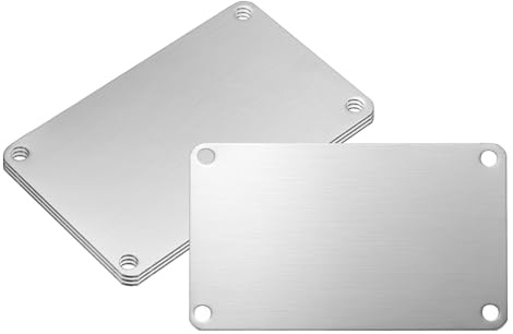 PATIKIL 4Pcs Plaques Nominatives naturels, 3.9 x 2.4 Rectangle 304 Acier Inoxydable Brossé Plaque Gravable Personnalisable Laser naturel Avec Trous Pour Plaque Nominative Maison Bureau