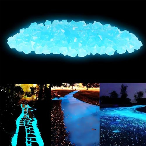 Rocce fosforescenti da esterno, 1000 pezzi, ciottoli fosforescenti blu per decorazioni paesaggistiche, pietre in resina al buio per paesaggistica, giardino, percorso, cortile, acquario, bonsai