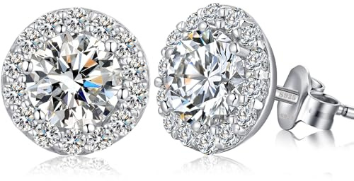 Boucles D'Oreilles Femme Argent, Boucle D Oreille Homme Femme Zirconium Boucles D'Oreilles en Diamant Pour Femmes Hommes