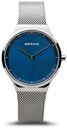 BERING Damen Uhr Quarz Movement - Classic Collection mit Edelstahl und Saphirglas 12131-XXX Armbandsuhren - 3 ATM, Silber/Blau