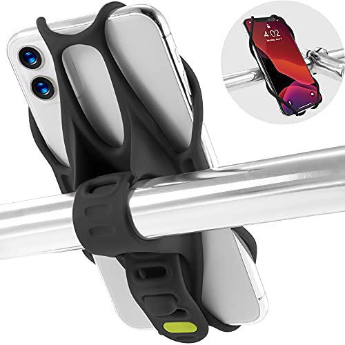 Bone Handyhalterung für Lenker – Silikon Smartphone Halter für Fahrrad & Motorrad – Universal für 5,8–7,2 Zoll iPhone, Samsung, Pixel – Bike Tie 3 Schwarz