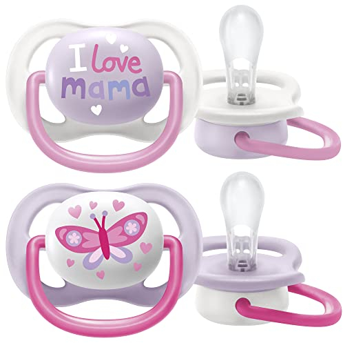 Ultra Air Philips Avent Pacifiers 0-6 Months Orthodontic and BPA Free (Pack of 2) + Steriliser/Carry Case SCF080/02
